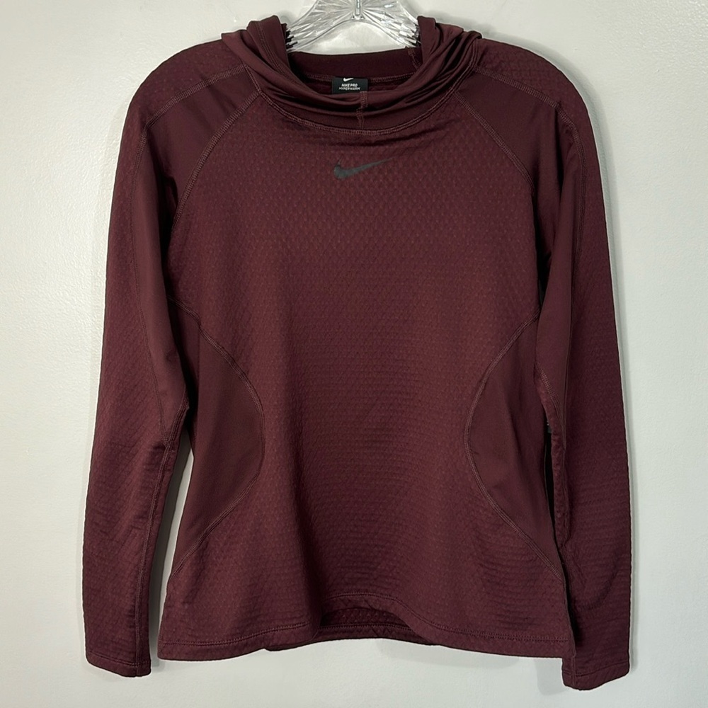 Nike Pro Hyperwarm Training Hoodie Maroon Size M - Picture 2 of 8